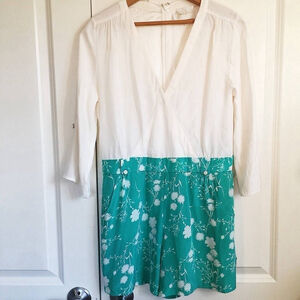 Yumi Kim Liz 100% Silk Shorts Romper Jumpsuit Roll-up ivory Green Floral S